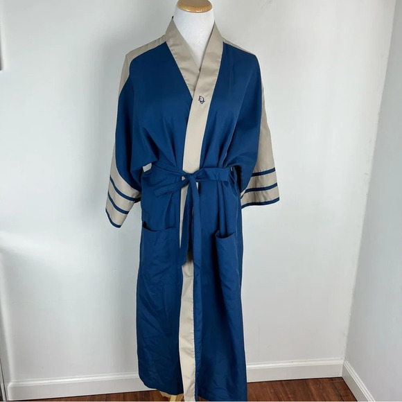 Christian Dior Vintage Tie Wrap Logo Robe Navy Blue One Size Unisex - Picture 1 of 6